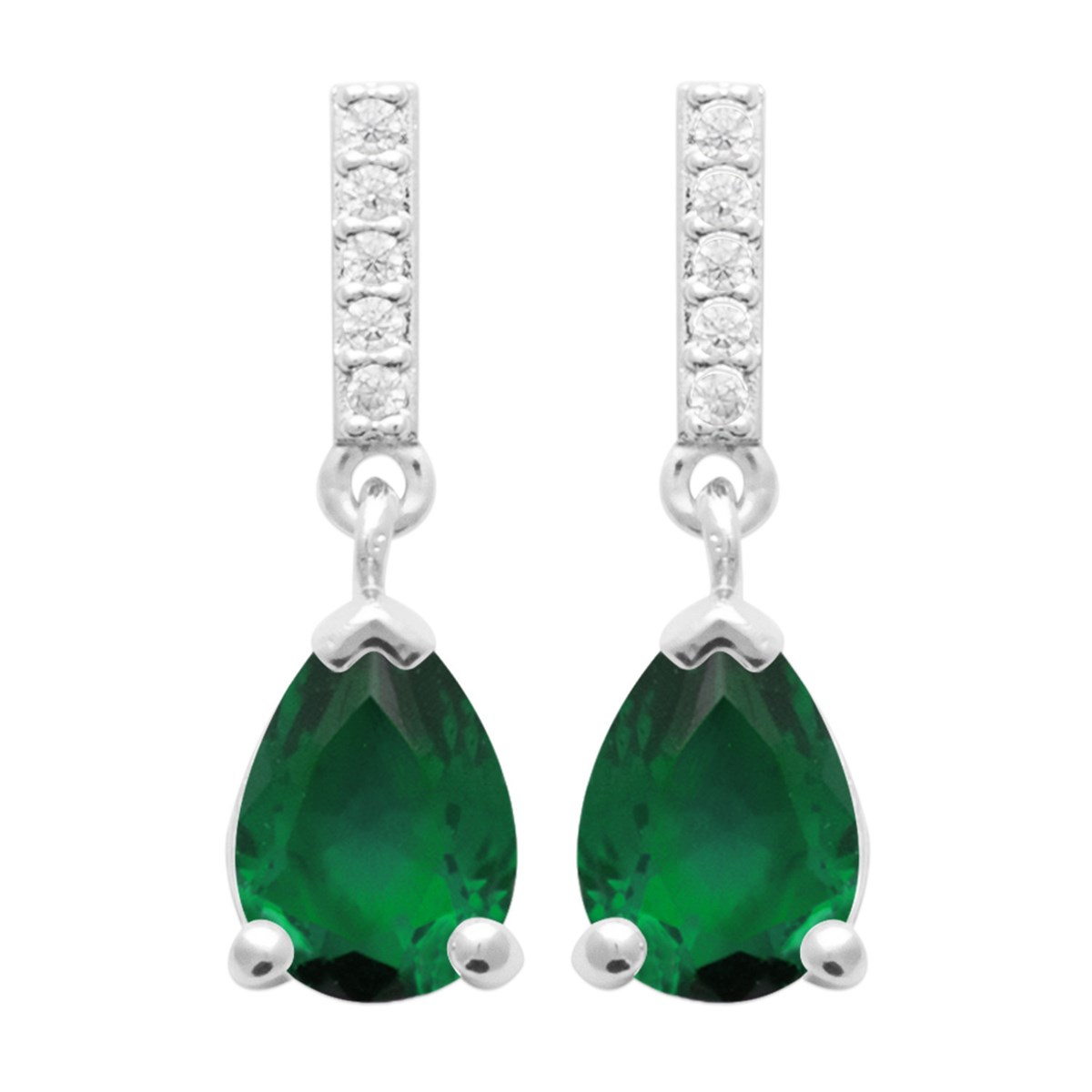 Boucles d'oreilles Brillaxis argent rhodié_x000D_
Pierre verte