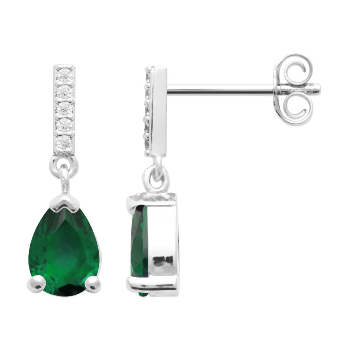 Boucles d'oreilles Brillaxis argent rhodié_x000D_
Pierre verte - vue 3