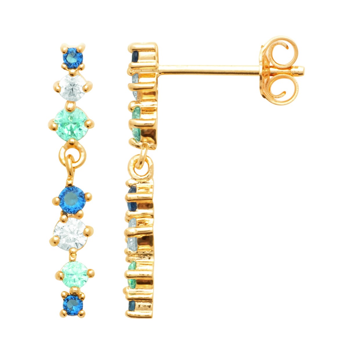 Boucles d'oreilles Brillaxis plaqué or_x000D_
oxydes bleus - vue 3