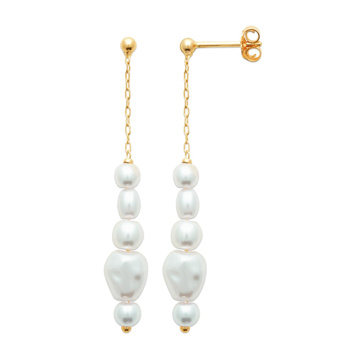Boucles d'oreilles Brillaxis plaqué or_x000D_
perles synthétiques - vue 3