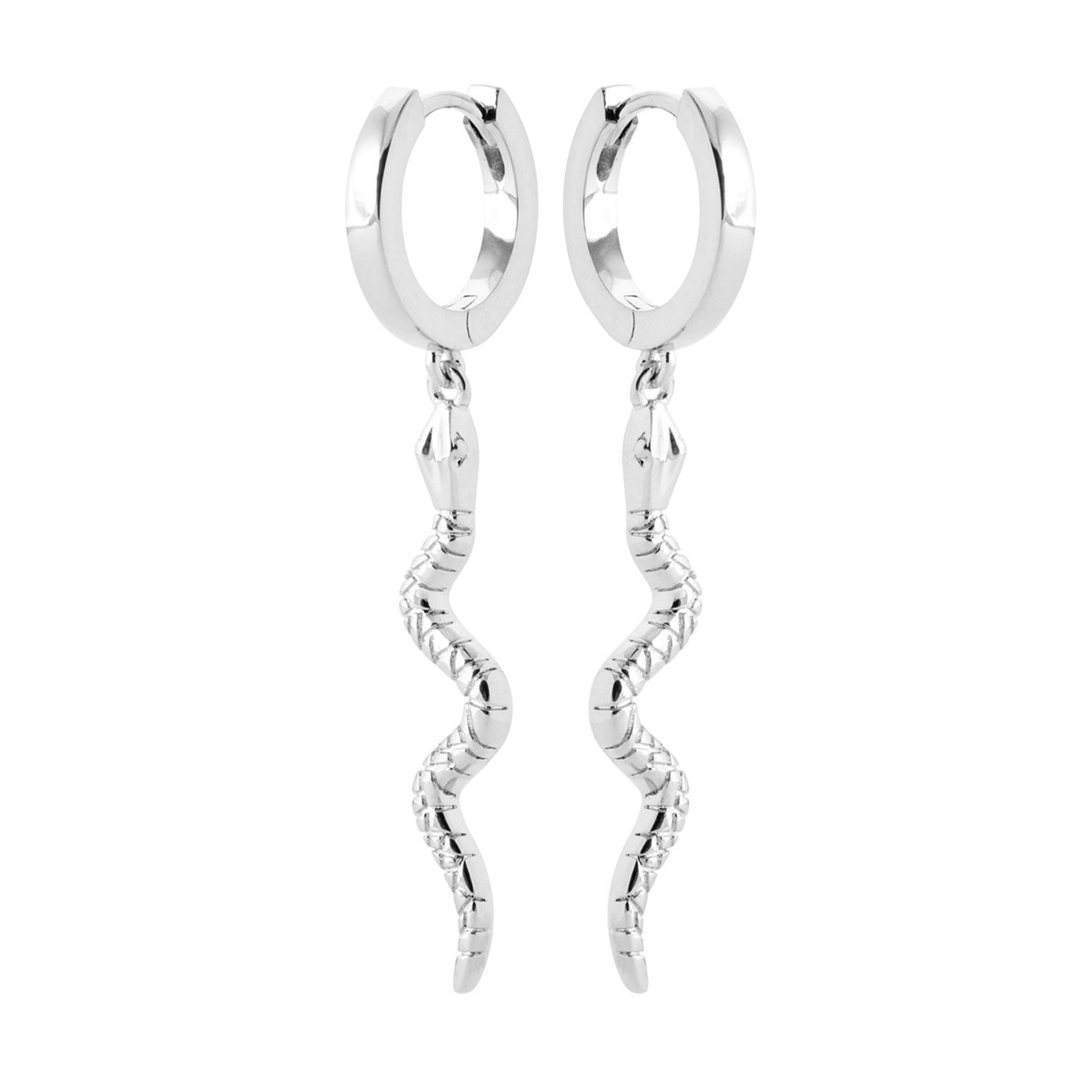 Créoles Brillaxis argent rhodié serpent