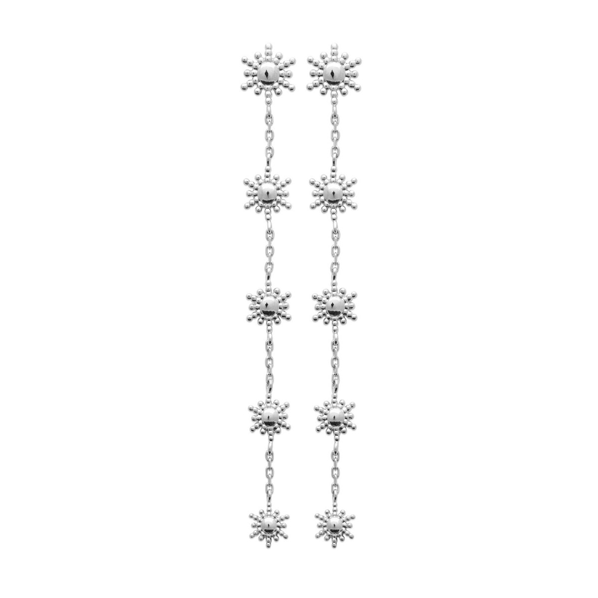 Boucles d'oreilles argent rhodié soleil