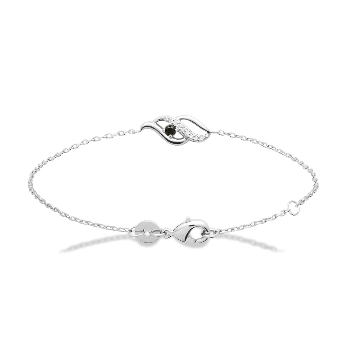 Bracelet Brillaxis argent flamme perle noire