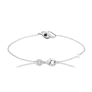 Bracelet Brillaxis argent flamme perle noire