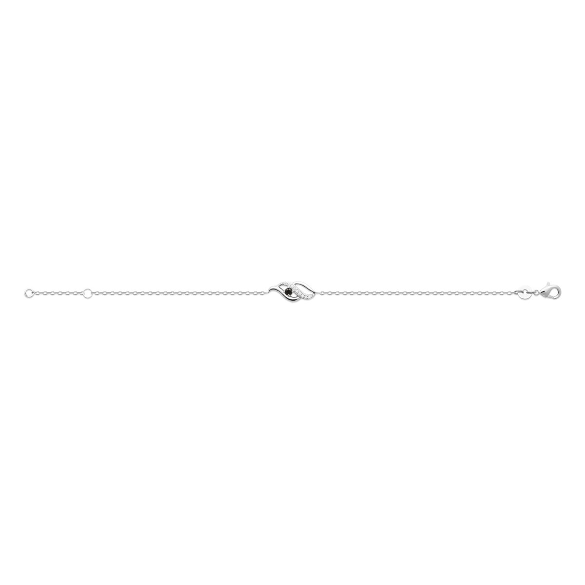 Bracelet Brillaxis argent flamme perle noire - vue 3