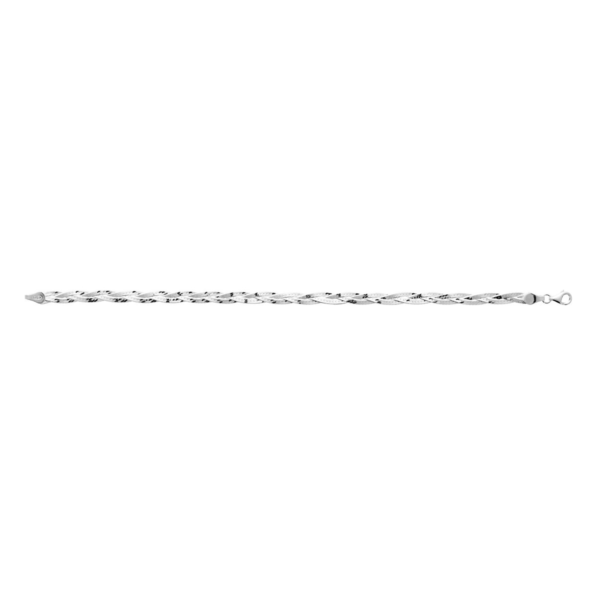 Bracelet Brillaxis argent rhodié tresse plate