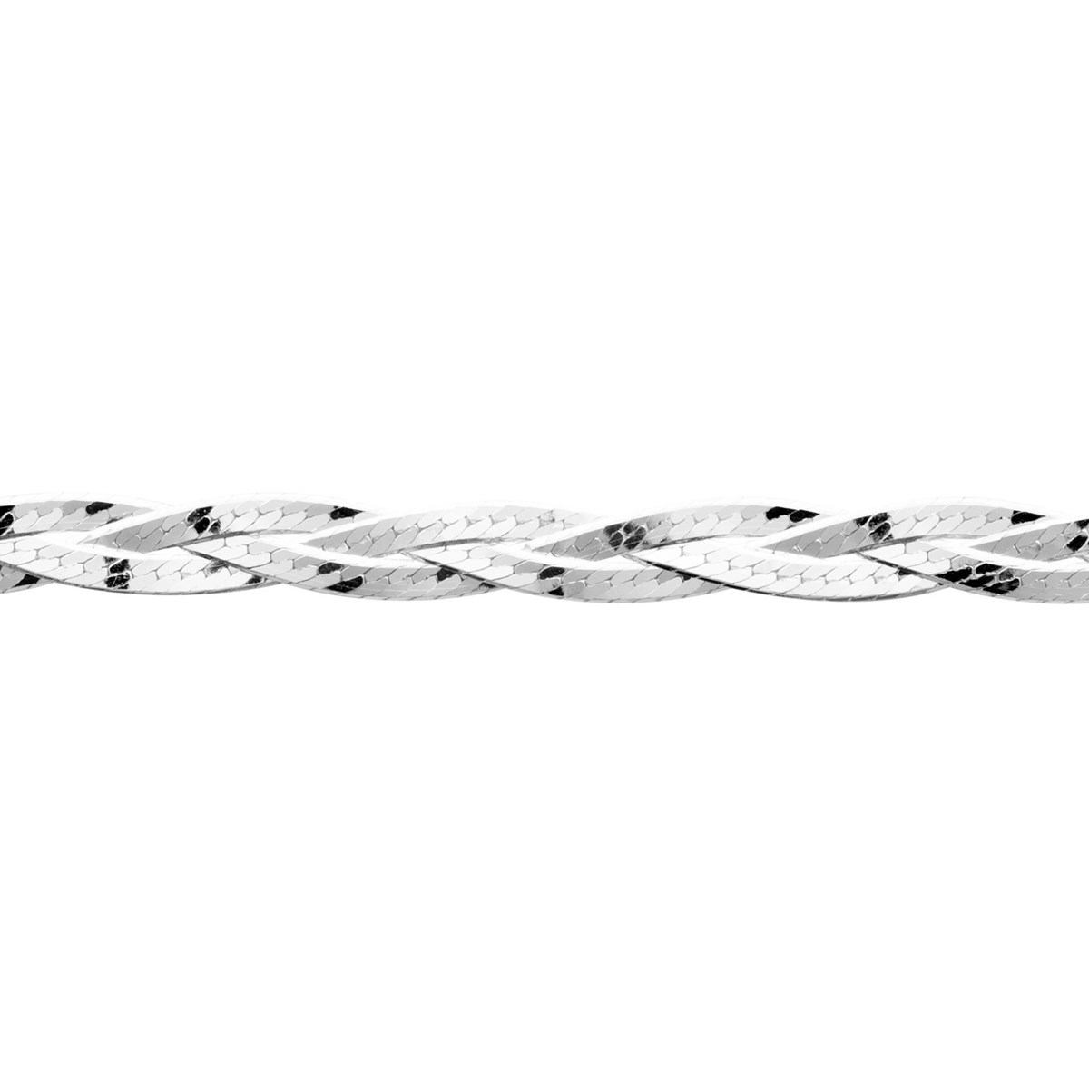 Bracelet Brillaxis argent rhodié tresse plate - vue 3