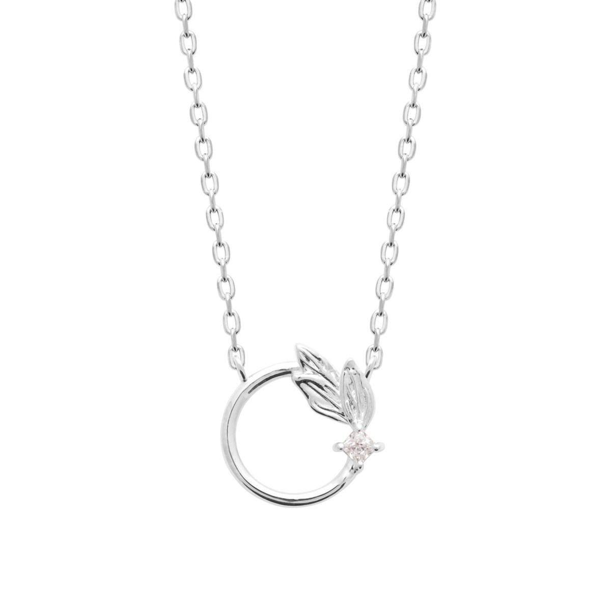 Collier Brillaxis argent feuille oxyde