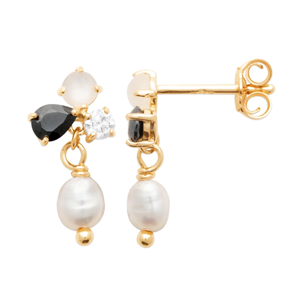 Boucles d'oreilles Brillaxis perle de culture oxydes - vue 3
