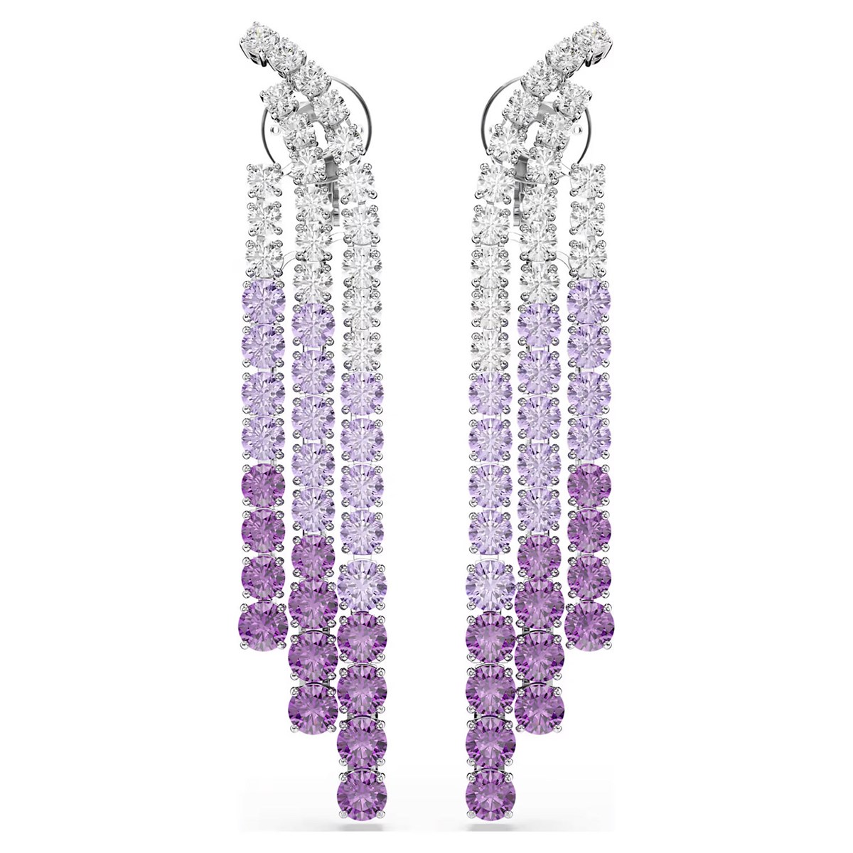 Boucles d'oreilles clips Swarovski Matrix violettes