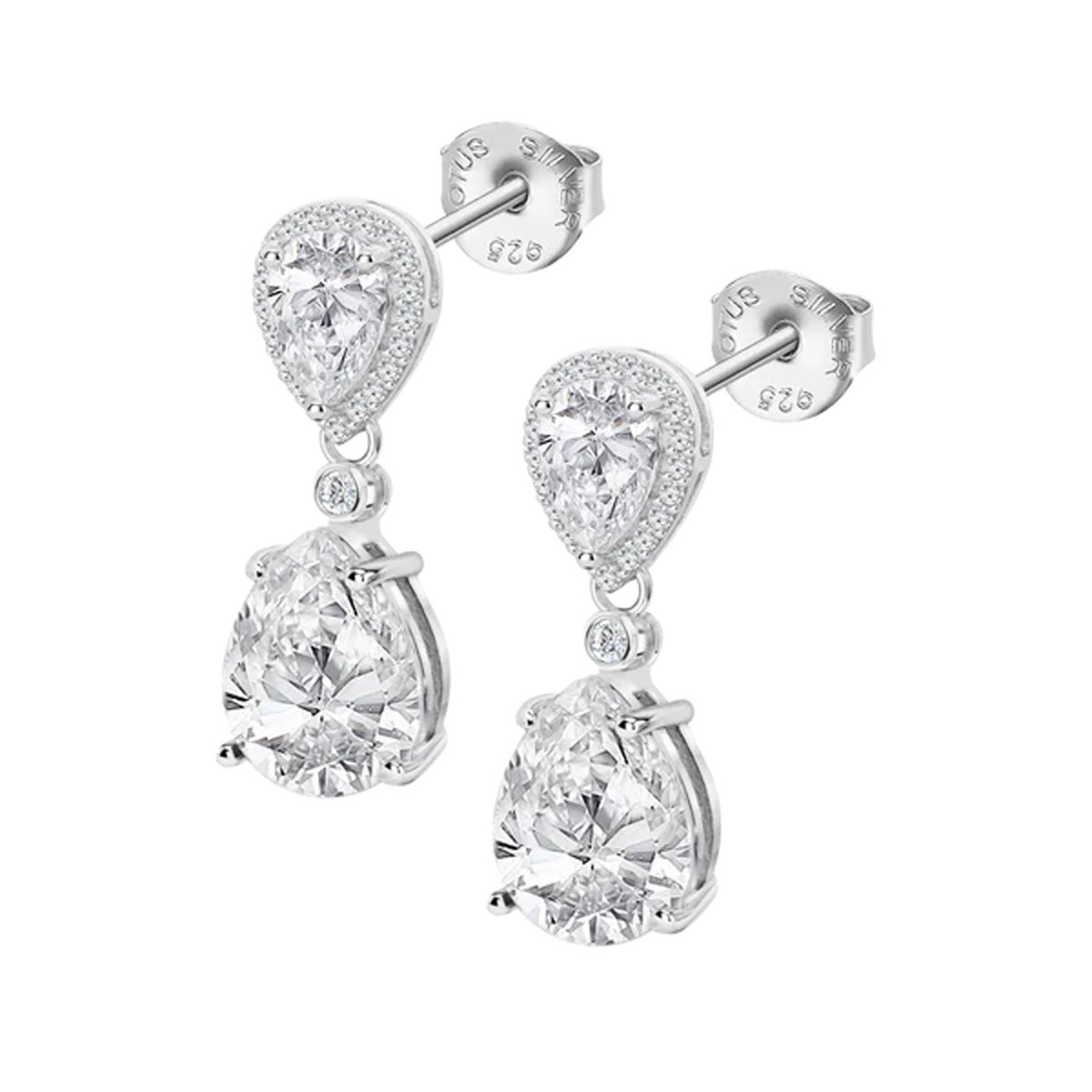 Boucles d'oreilles Lotus Silver poires blanches