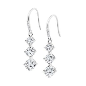 Boucles d'oreille Lotus Silver triple oxydes blancs