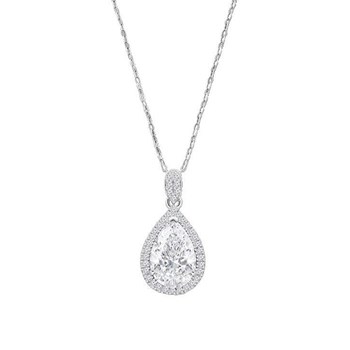 Collier Lotus Silver oxyde poire blanc