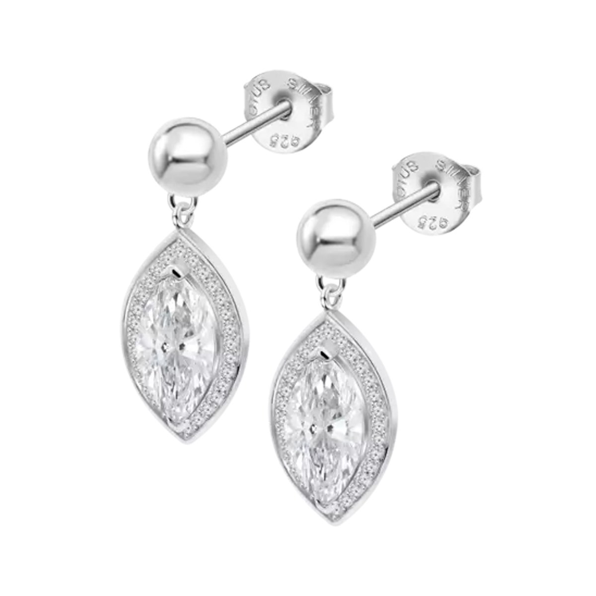 Boucles d'oreilles Lotus Silver Marquise blanche