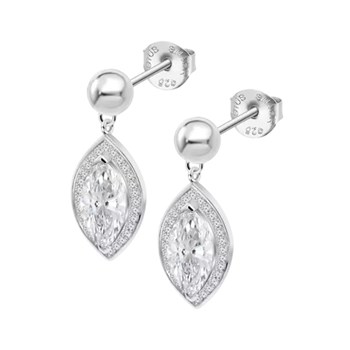 Boucles d'oreilles Lotus Silver Marquise blanche