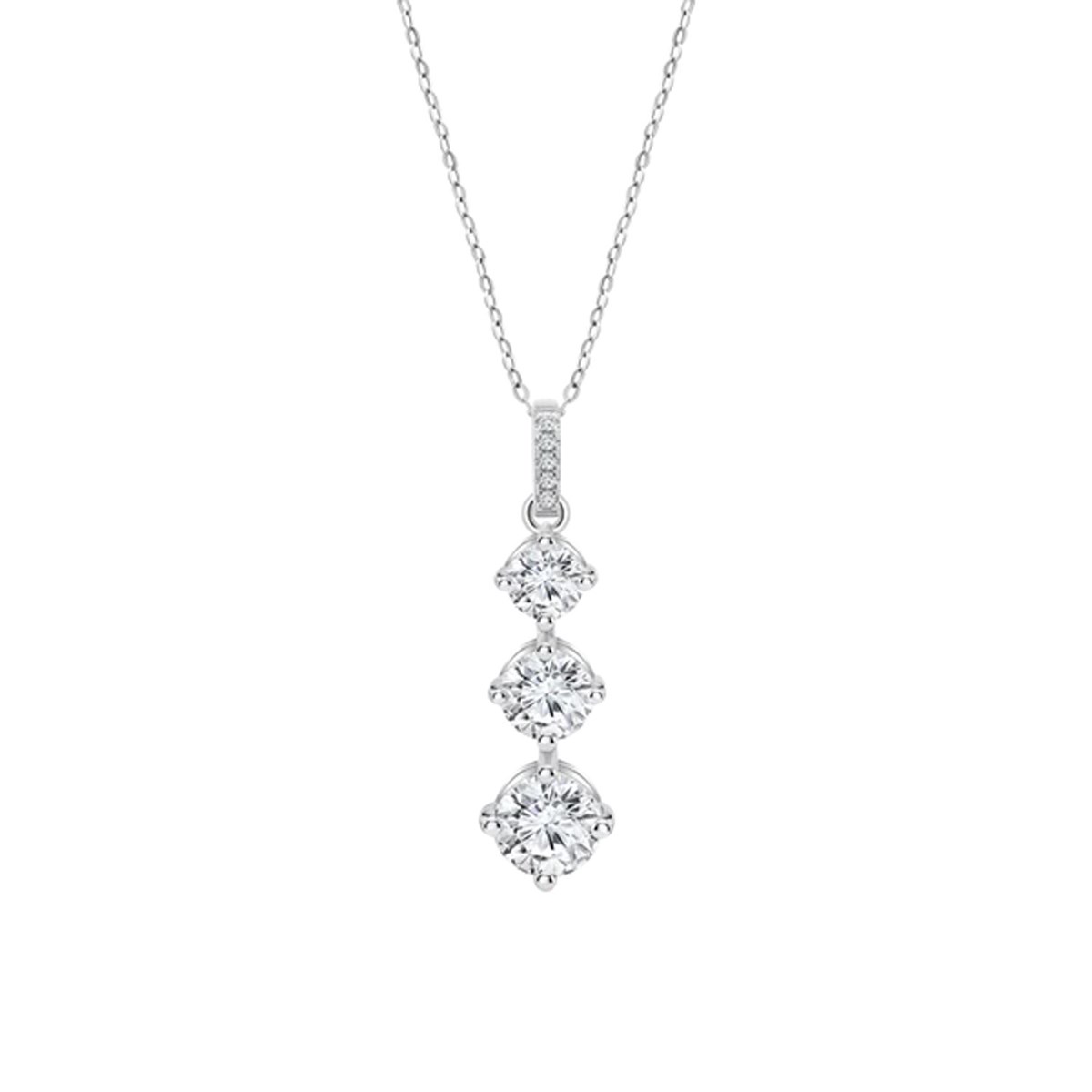 Collier Lotus Silver triple oxyde blanc