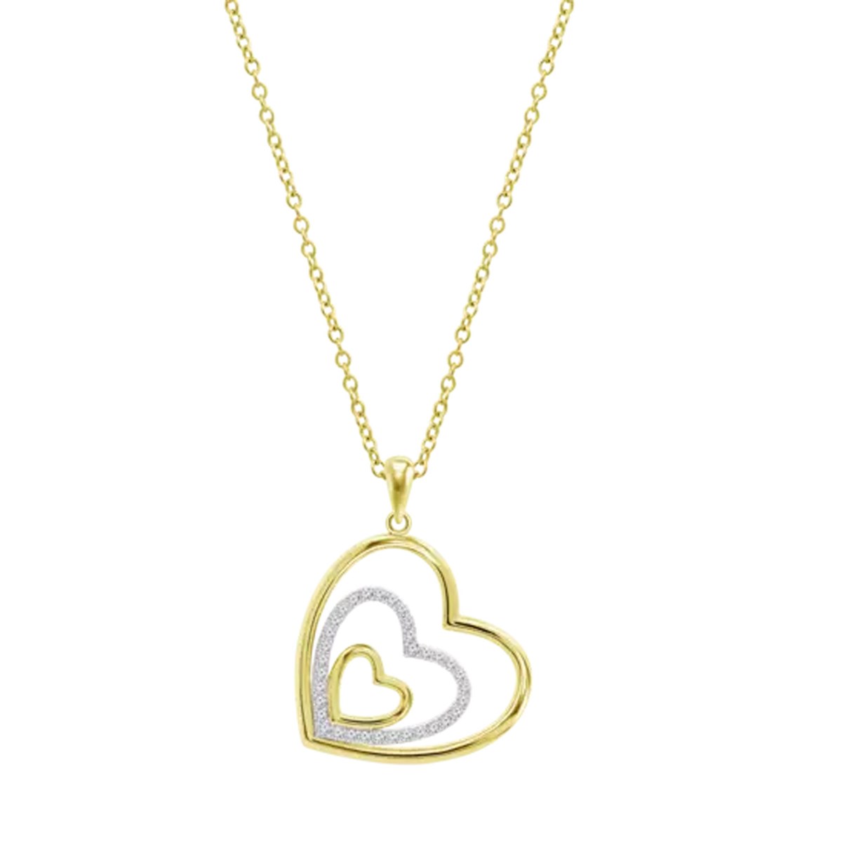 Collier Lotus Silver triple coeur doré