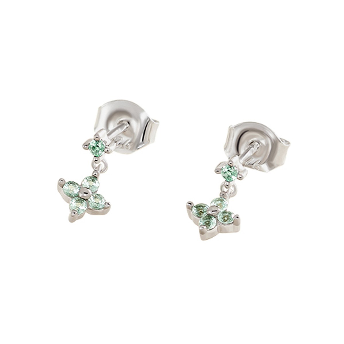 Boucles d'oreilles Agatha Beloved 2 motifs_x000D_
argent rhodié oxydes verts