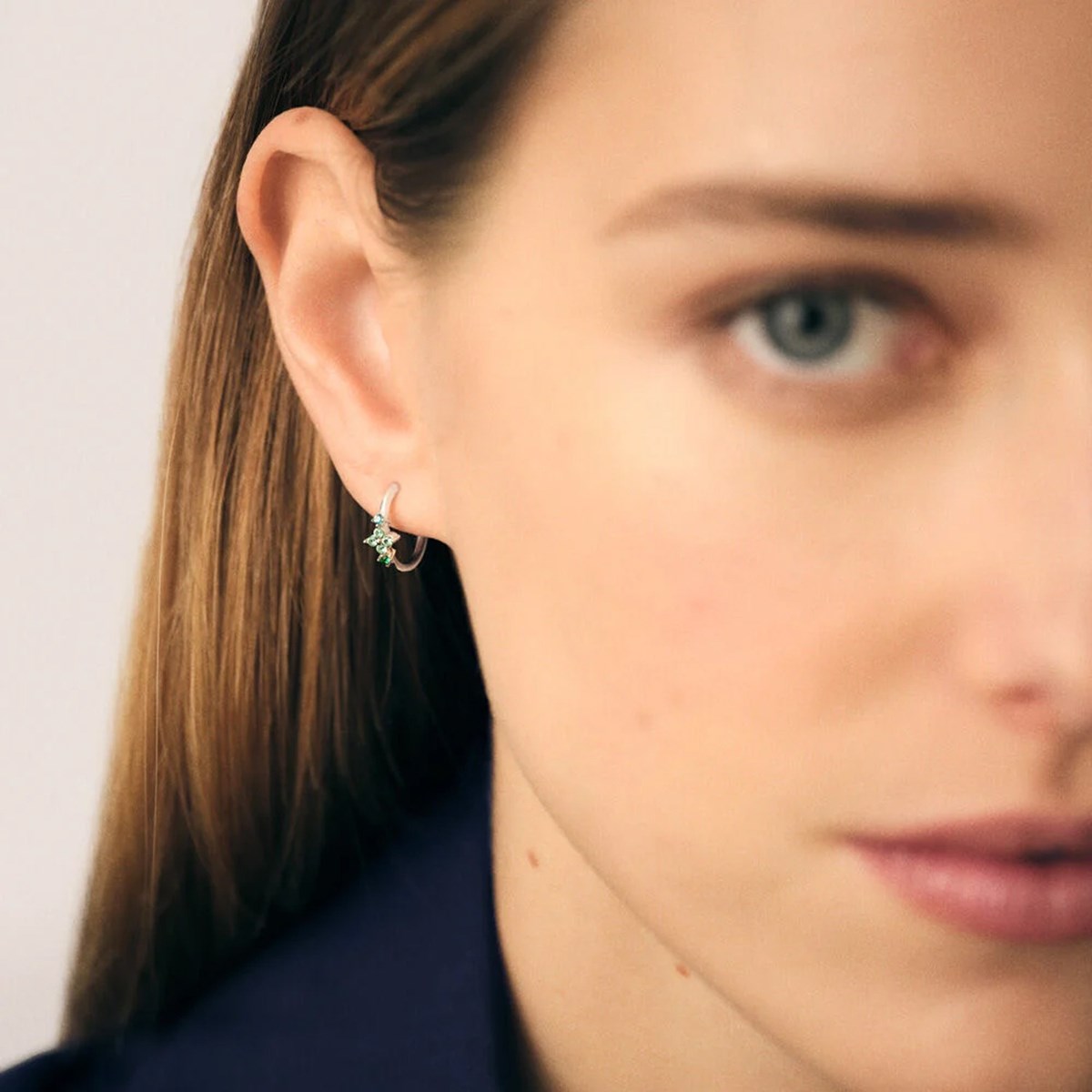Boucles d'oreilles Agatha Beloved 2 motifs argent_x000D_
doré oxydes verts - vue 2