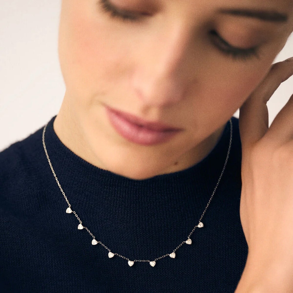 Collier Agatha Adorée argent rhodié coeurs oxydes - vue 2