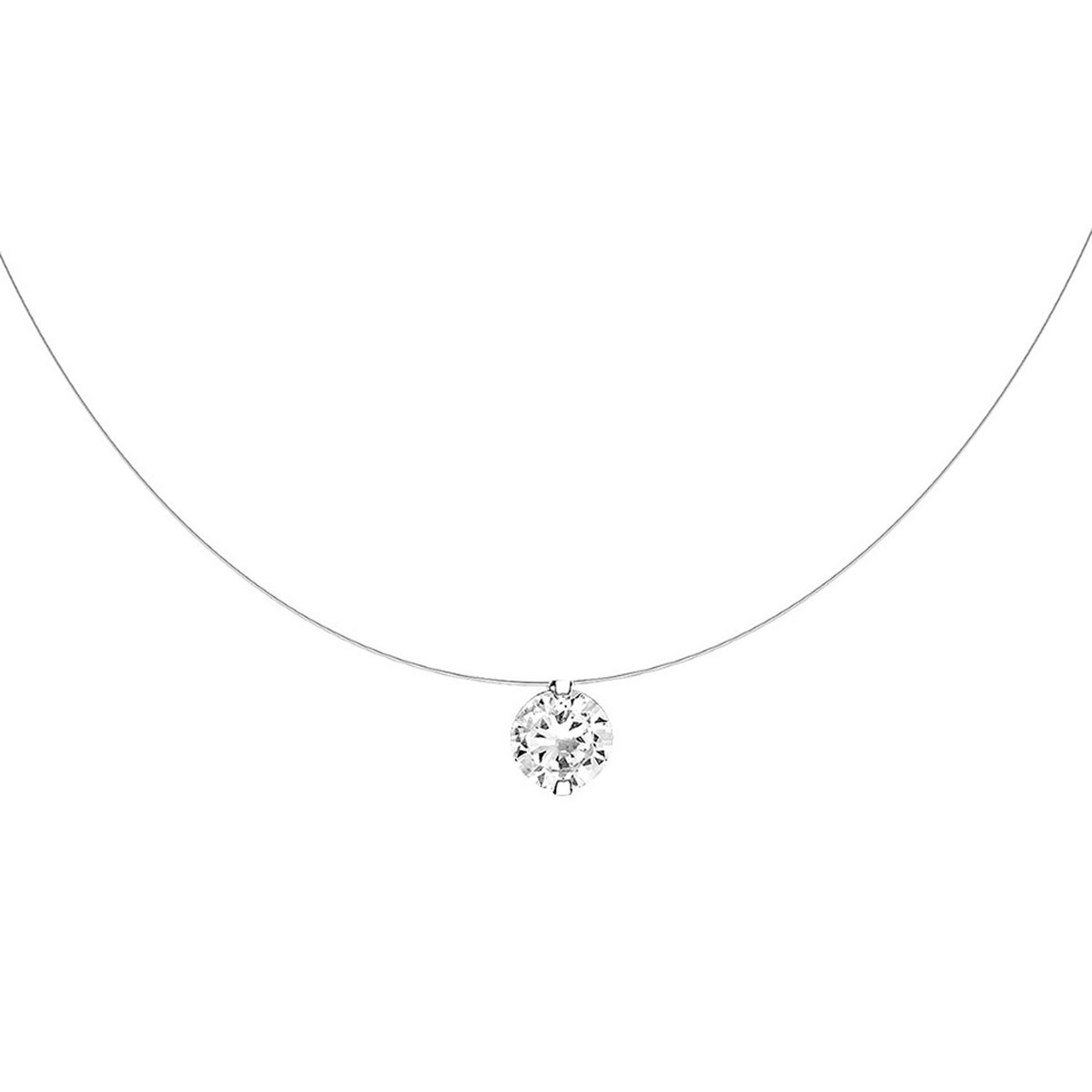 Collier Agatha argent rhodié fil transparent oxyde