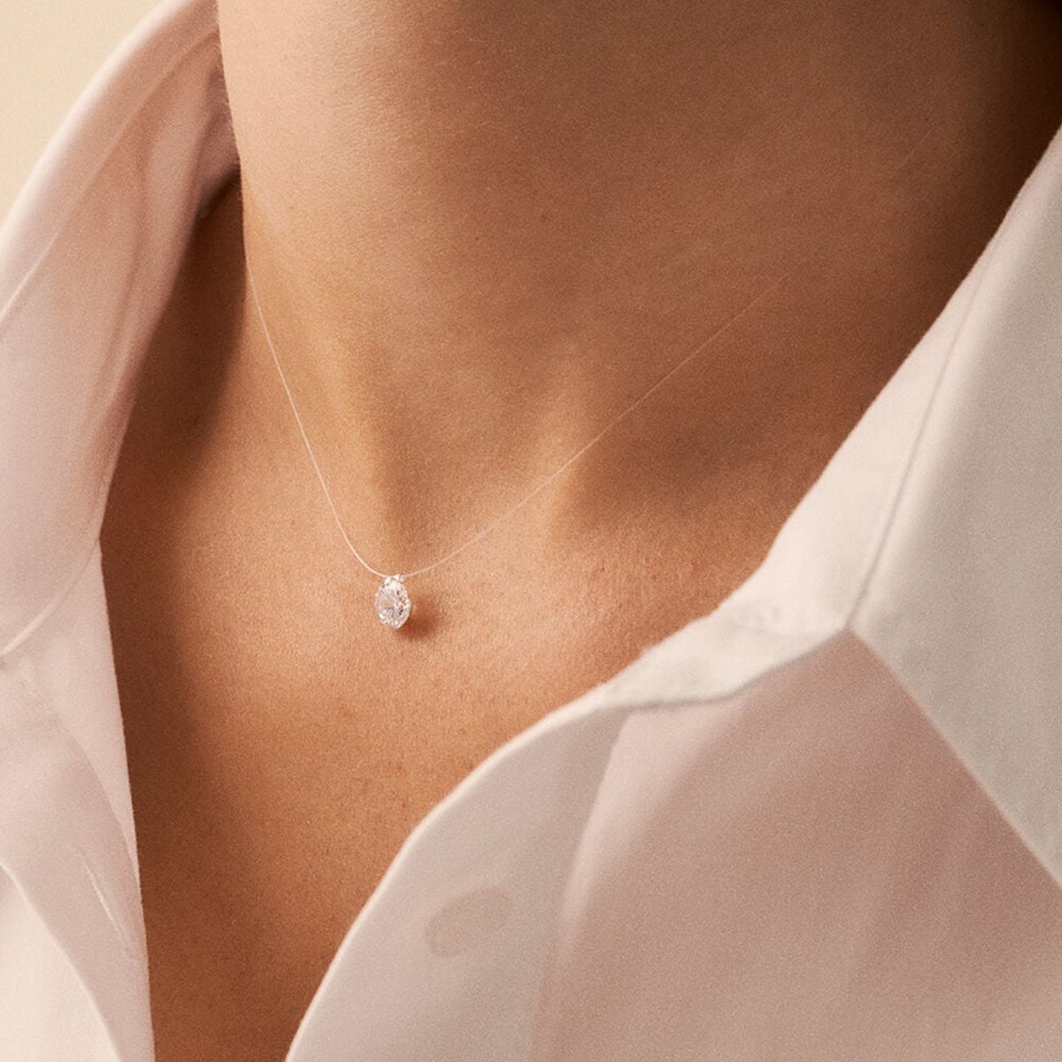 Collier Agatha argent rhodié fil transparent oxyde - vue 2