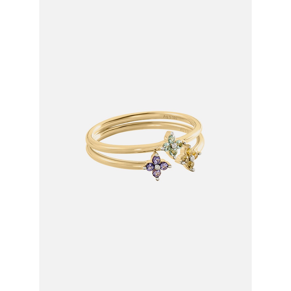 Bague Agatha Beloved 3 motifs dorée T52 - vue 4