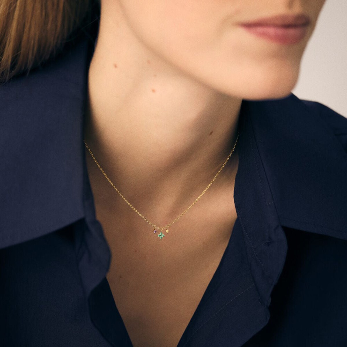 Collier Agatha Beloved argent doré 3 pampilles - vue 2