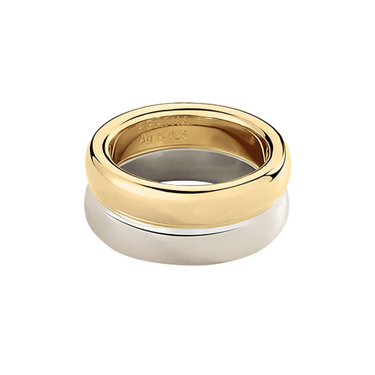 Bague large Agatha Dua argent bicolore 2 rangs