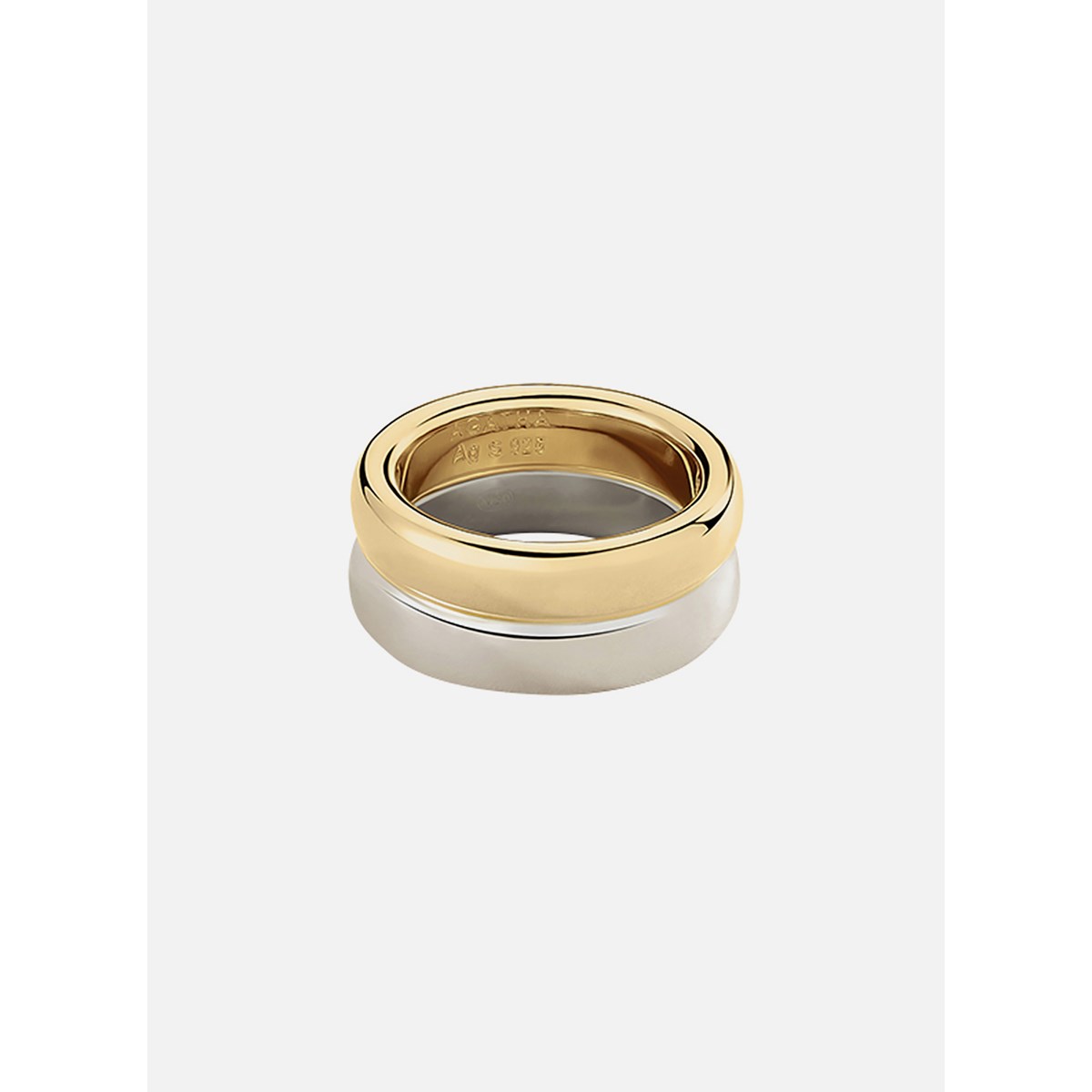 Bague large Agatha Dua argent bicolore 2 rangs - vue 3