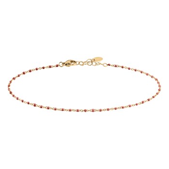 Chaîne de cheville Agatha Smarty acier doré perles
émail corail