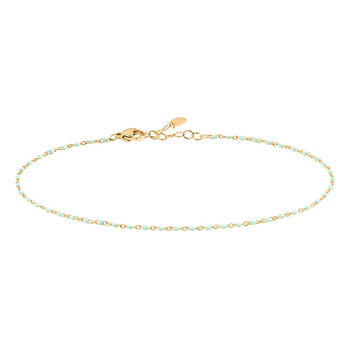 Chaîne de cheville Agatha Smarty acier doré perles_x000D_
émail turquoise