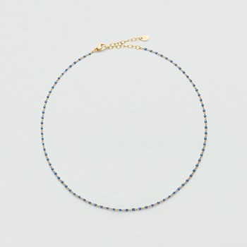 Collier Agatha Smarty doré perles émail bleu roi