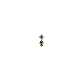 Piercing Les Cadettes Hydra oxydes parme et vert
laiton doré