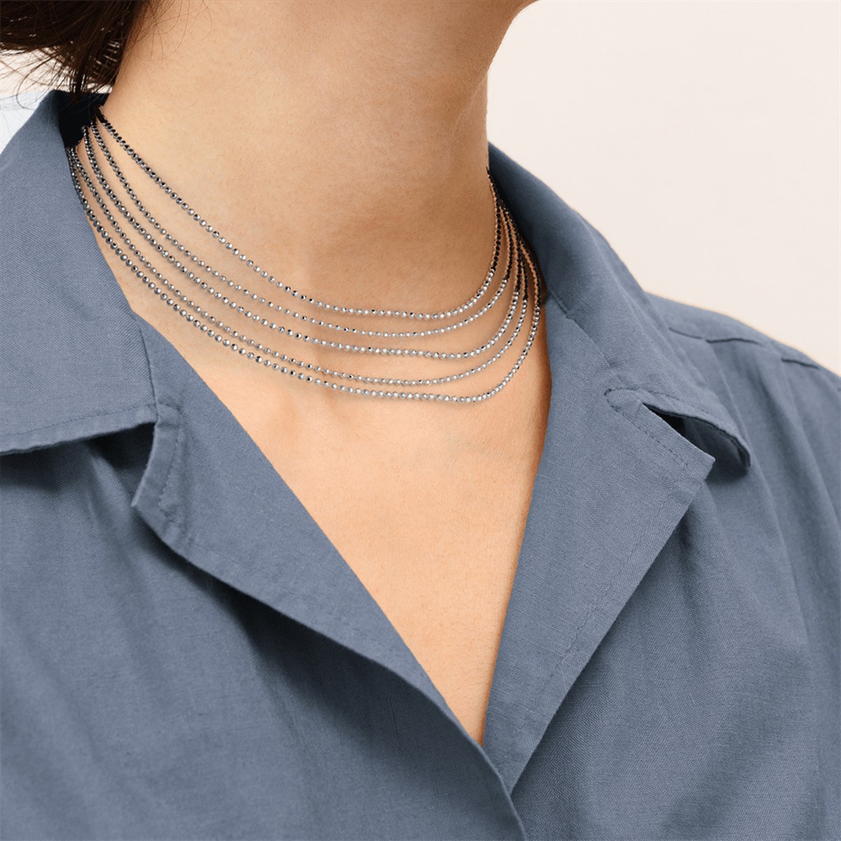 Collier Les Georgettes Rivière argenté - vue 2