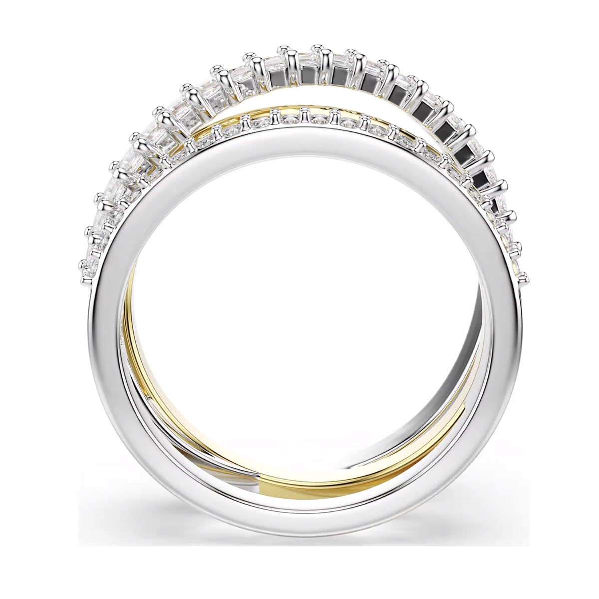 Bague Swarovski Hyperbola bicolore 3 rangs T52 - vue 4