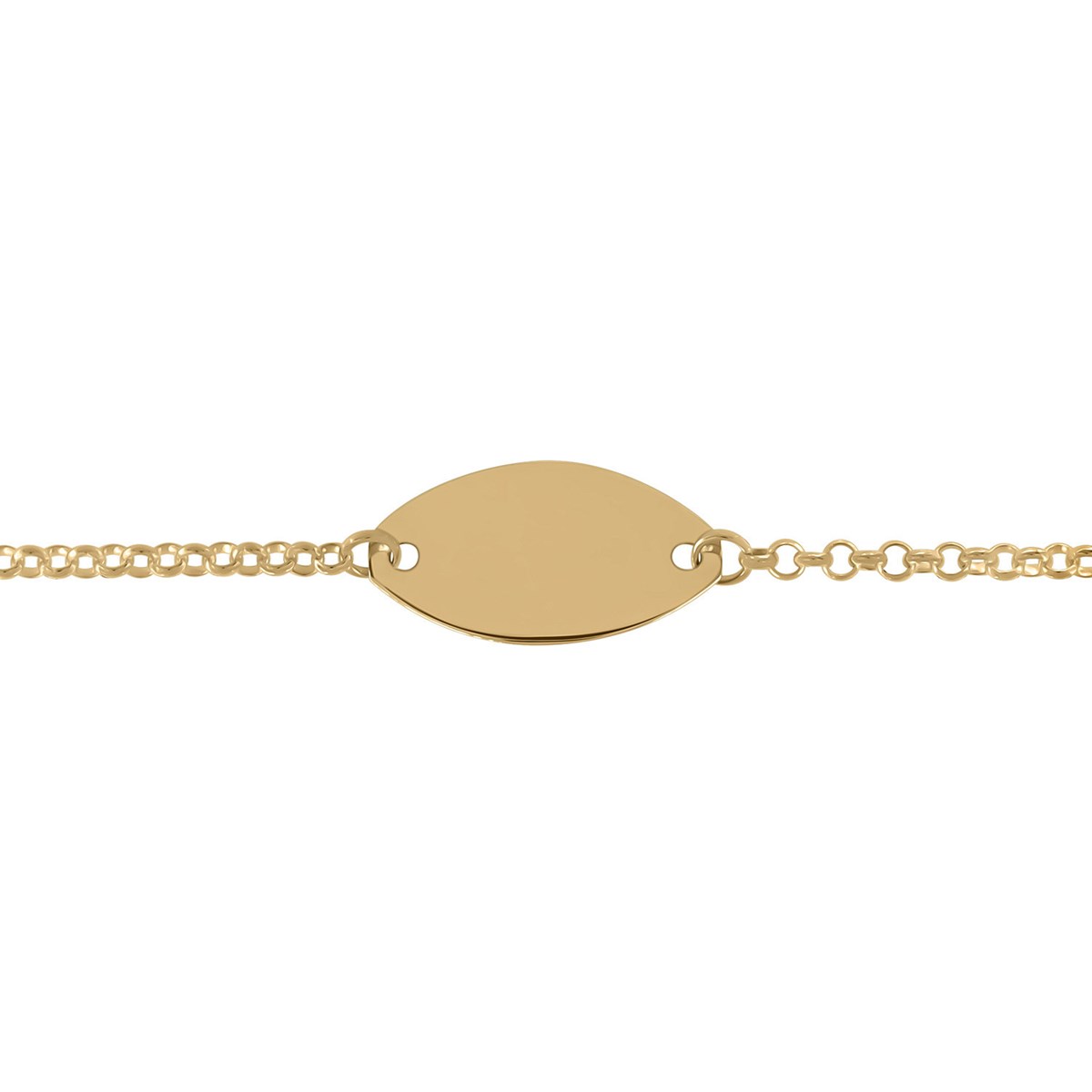 Identité bébé or jaune 9 carats maille jaseron