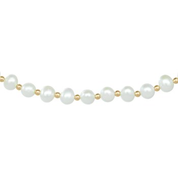 Collier perles de culture et intercalaires or jaune