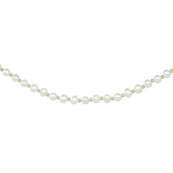 Collier perles de culture et intercalaires or jaune