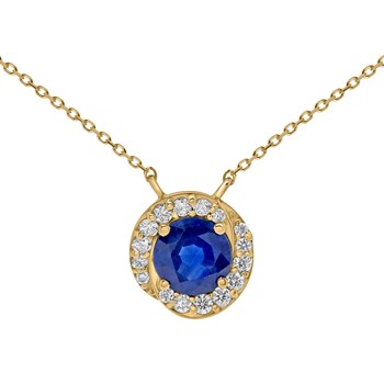 Collier saphir rond entouré de diamants