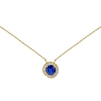 Collier saphir rond entouré de diamants