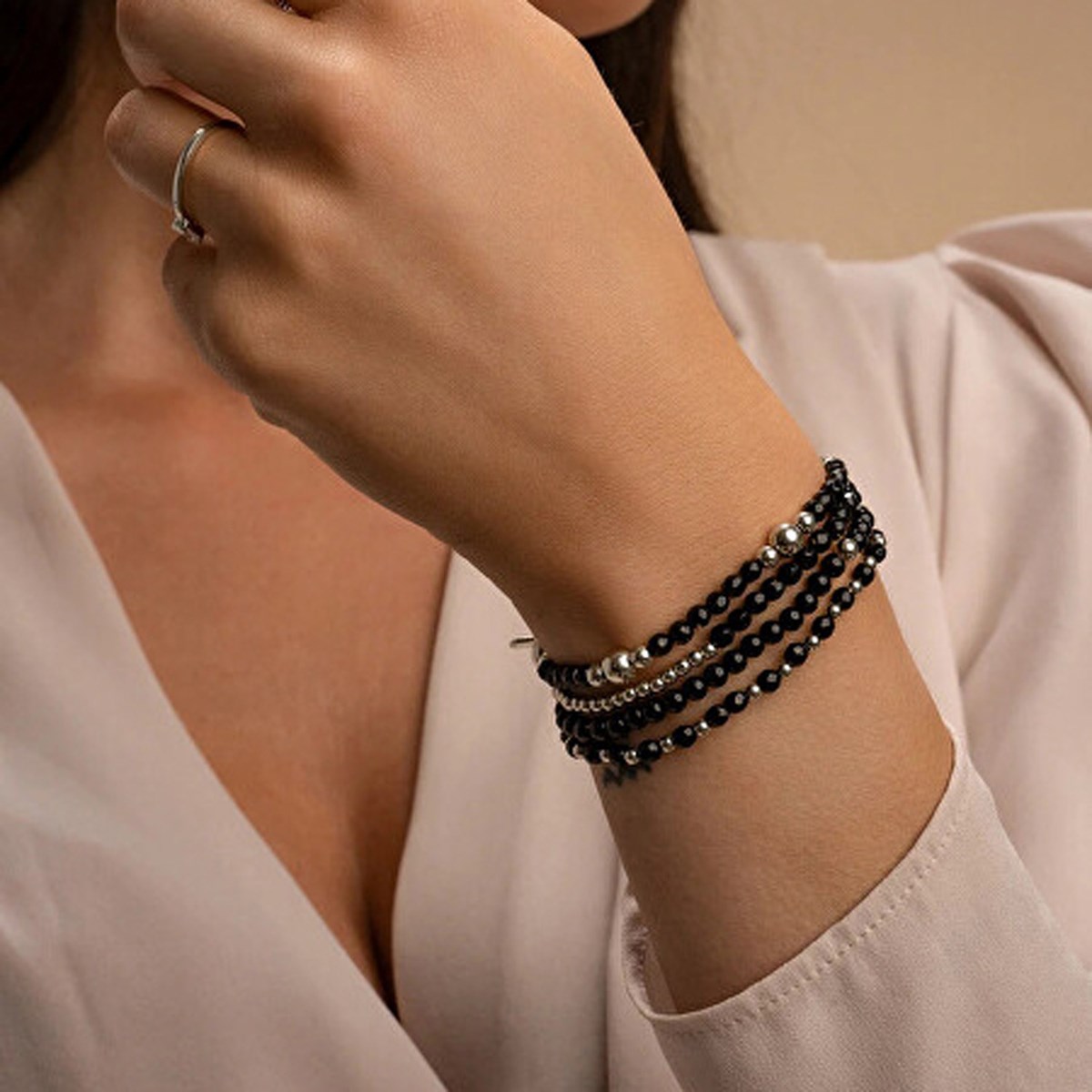Bracelet Sparkling Jewels Interstellaire Onyx argent - vue 2