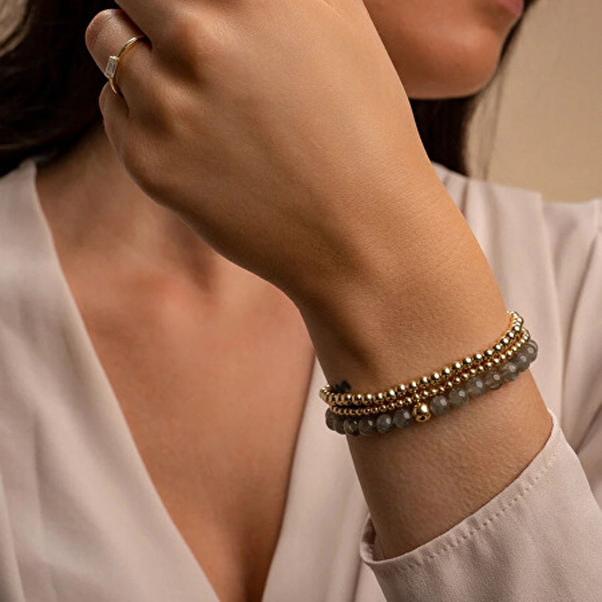 Bracelet Sparkling Jewels Saturne Large
Labradorite argent plaqué or - vue 2