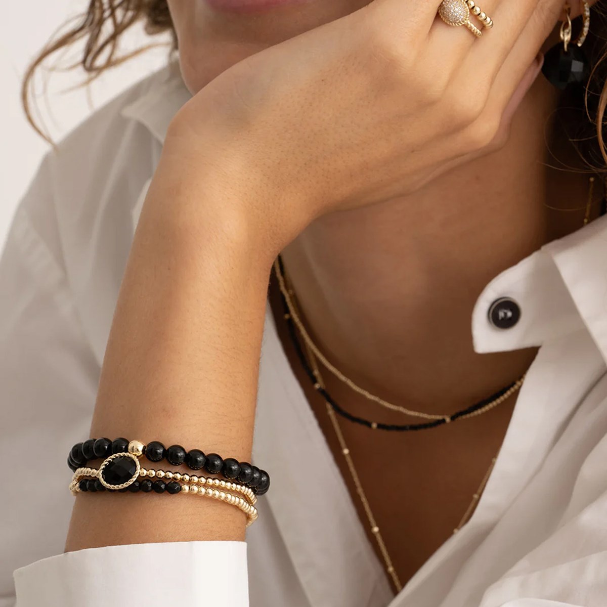 Bracelet Sparkling Jewels Saturne Large
Onyx argent plaqué or - vue 2