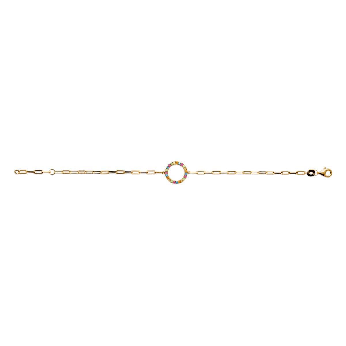 Bracelet Brillaxis anneau multicolore
plaqué or - vue 3