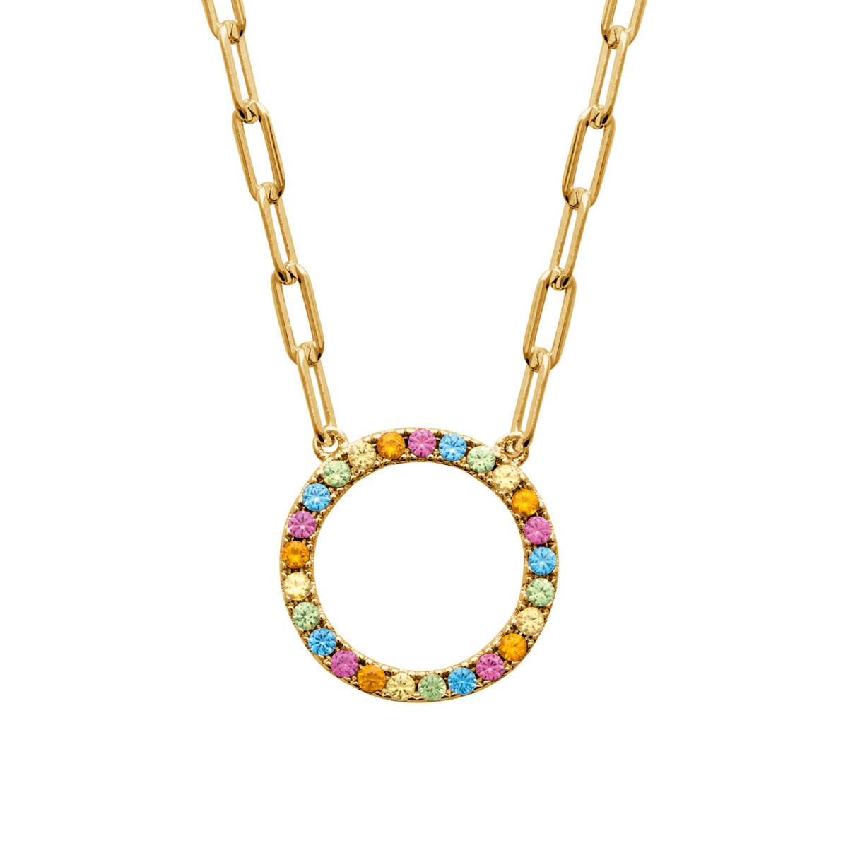 Collier Brillaxis anneau multicolore
plaqué or