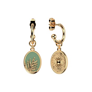 Boucles d'oreilles réversibles Les Cadettes laque
verte  laiton doré