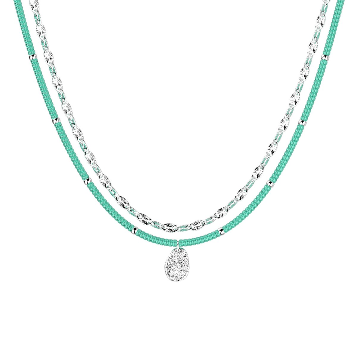 Collier double rang Les Cadettes perles turquoises
et laiton