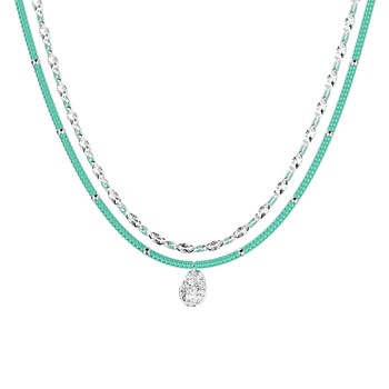 Collier double rang Les Cadettes perles turquoises
et laiton