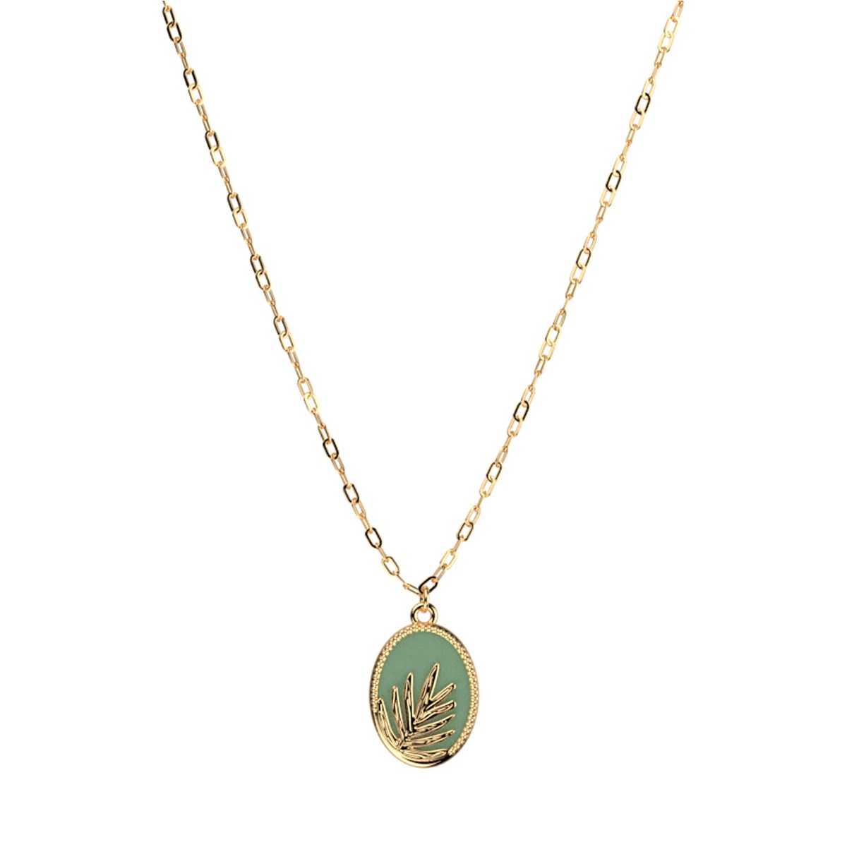 Collier réversible Les Cadettes laqué vert et laiton
doré